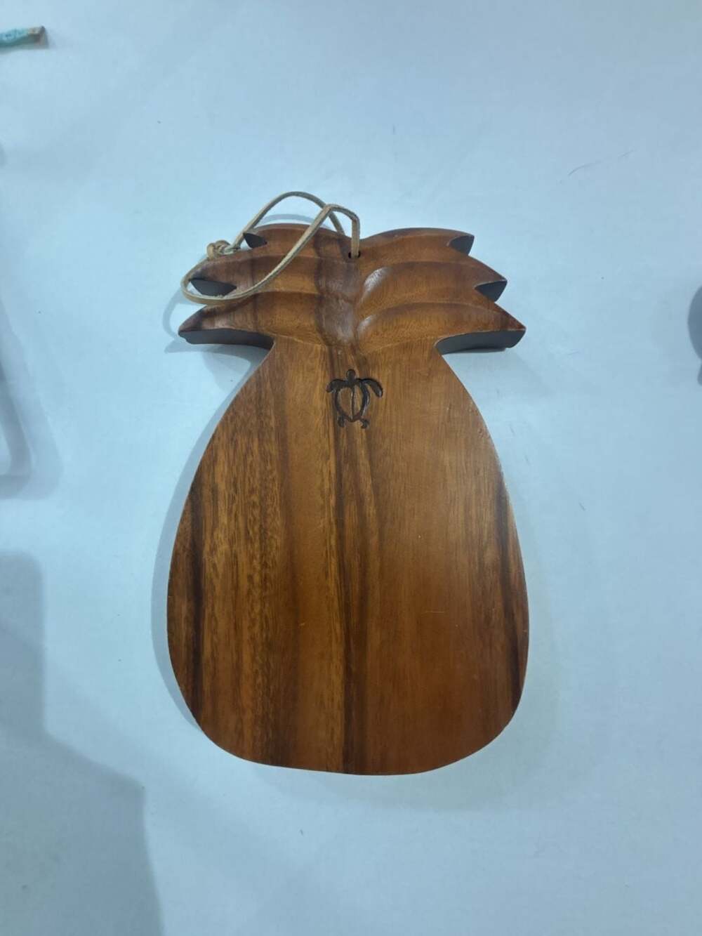TropCo Hawaii Monkeypod Wood Pineapple Shaped Cutting Board with Honu Stamp